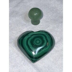 Malachite Heart 1.25”and Mini Green Mushroom , 1.9oz TW , Location Unknown, #1